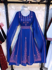 فستان مطرز- نيلي